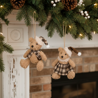 Brown Bear with Plaid Outfit Ornament