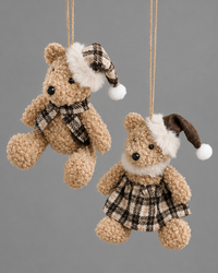 Brown Bear with Plaid Outfit Ornament