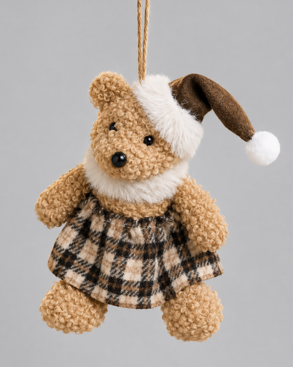 Brown Bear with Plaid Outfit Ornament