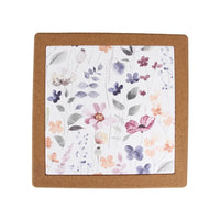 Watercolour Garden Ceramic and Cork Trivet