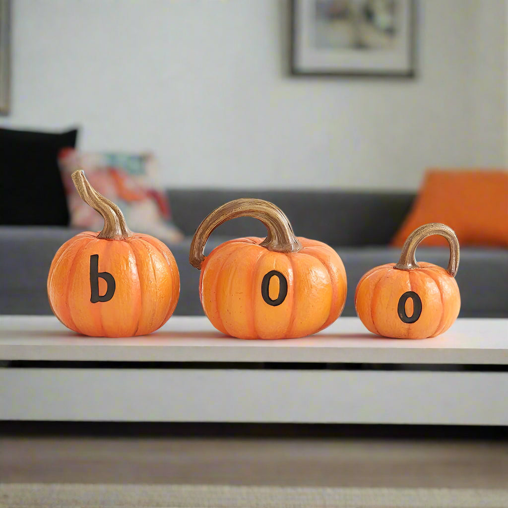 Reversible Orange BOO Pumpkins Set of 3