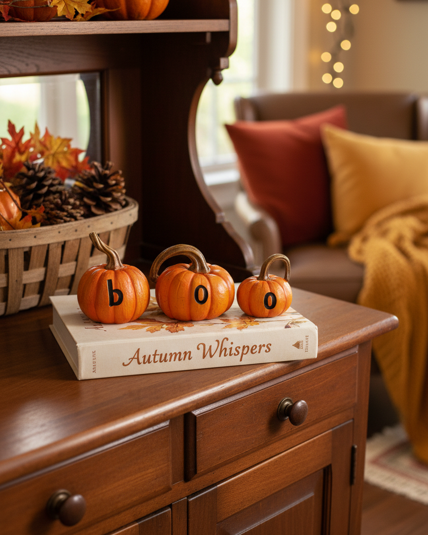 Reversible Orange BOO Pumpkins Set of 3