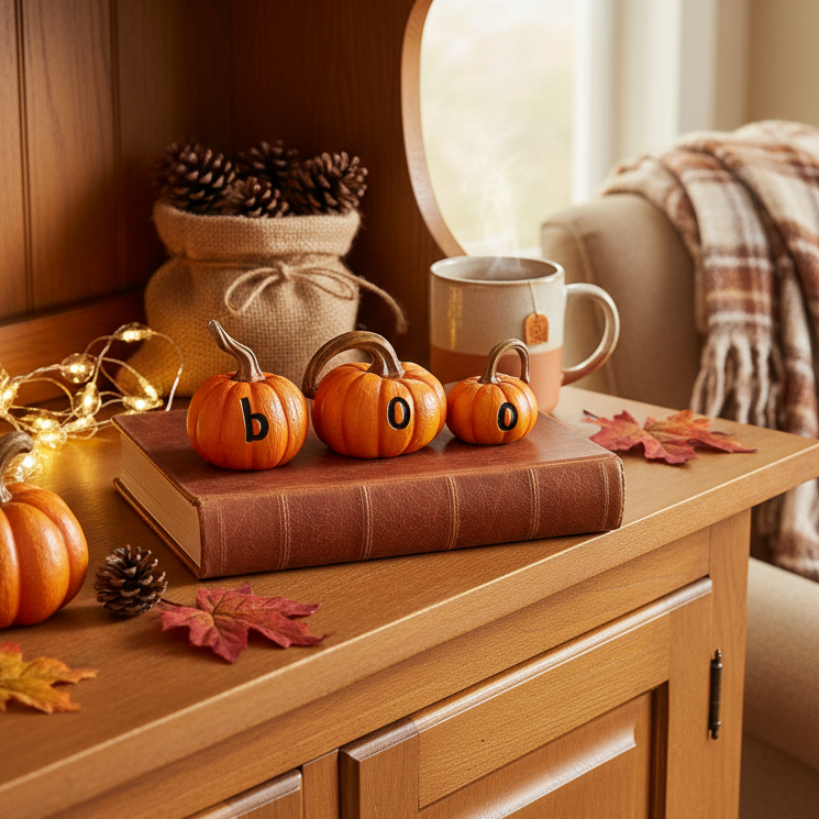 Reversible Orange BOO Pumpkins Set of 3