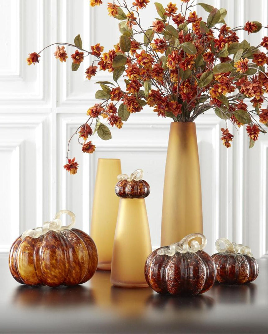 Brown Speckled Handblown Glass Pumpkin
