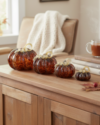 Brown Speckled Handblown Glass Pumpkin