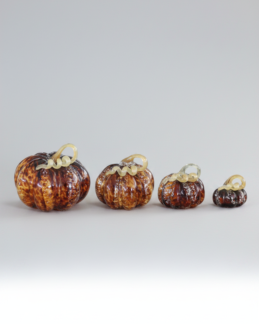 Brown Speckled Handblown Glass Pumpkin