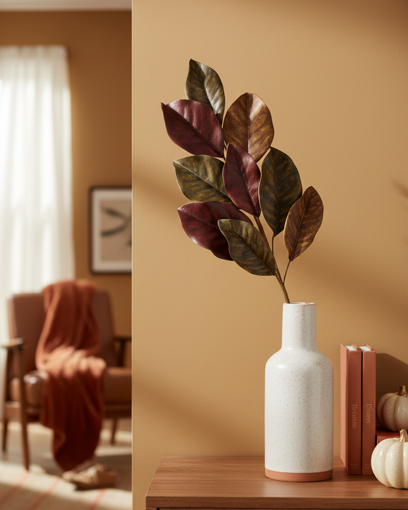Brown Magnolia Leaf Stem 24"