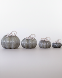 Grey Brown Handblown Glass Pumpkin Round