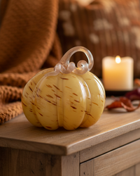 Caramel Swirl Handblown Glass Pumpkin Round