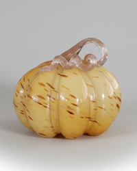 Caramel Swirl Handblown Glass Pumpkin Round
