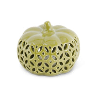 Ceramic Cutout LED Green Pumpkin