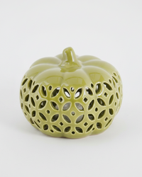 Ceramic Cutout LED Green Pumpkin