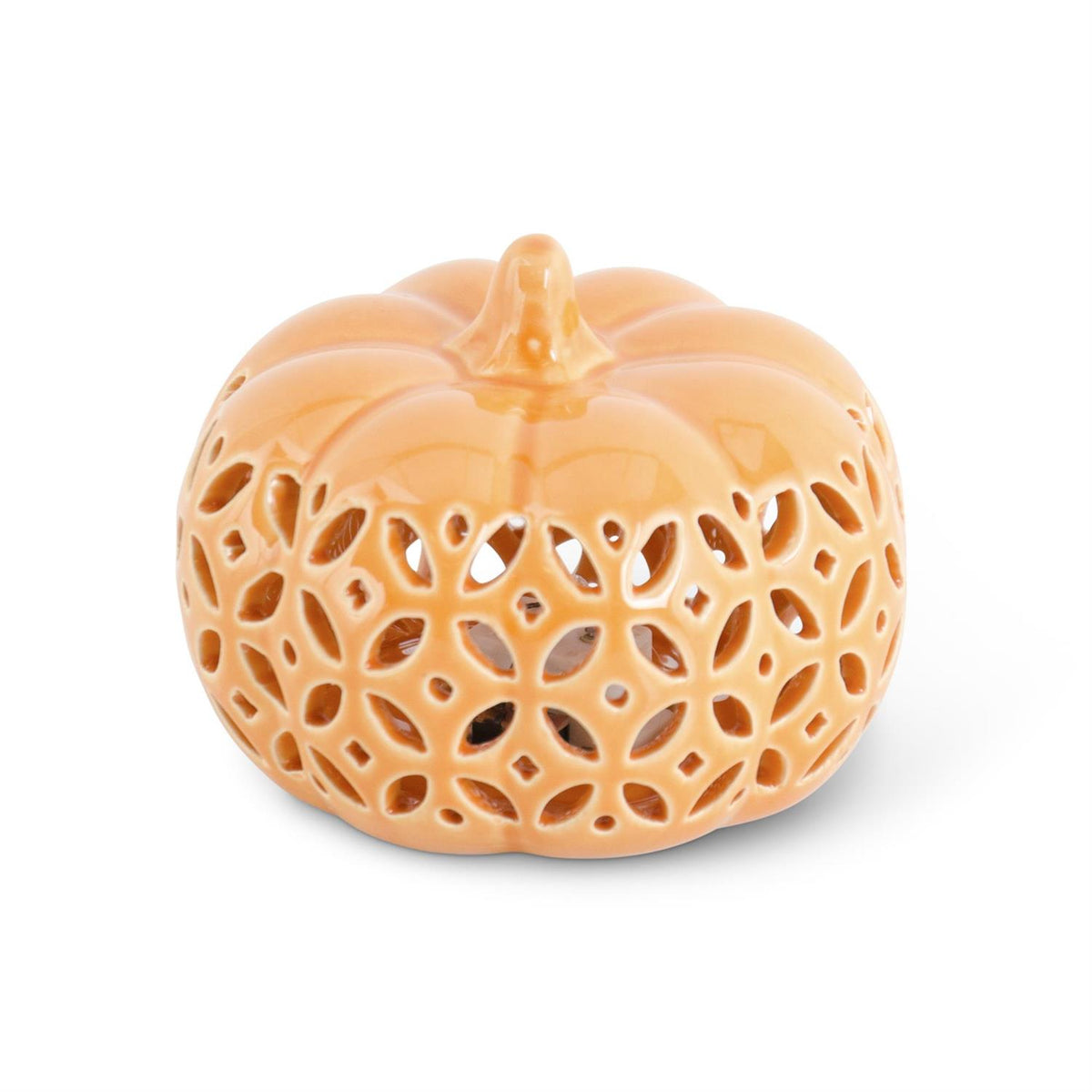 Ceramic Cutout LED Orange Pumpkin