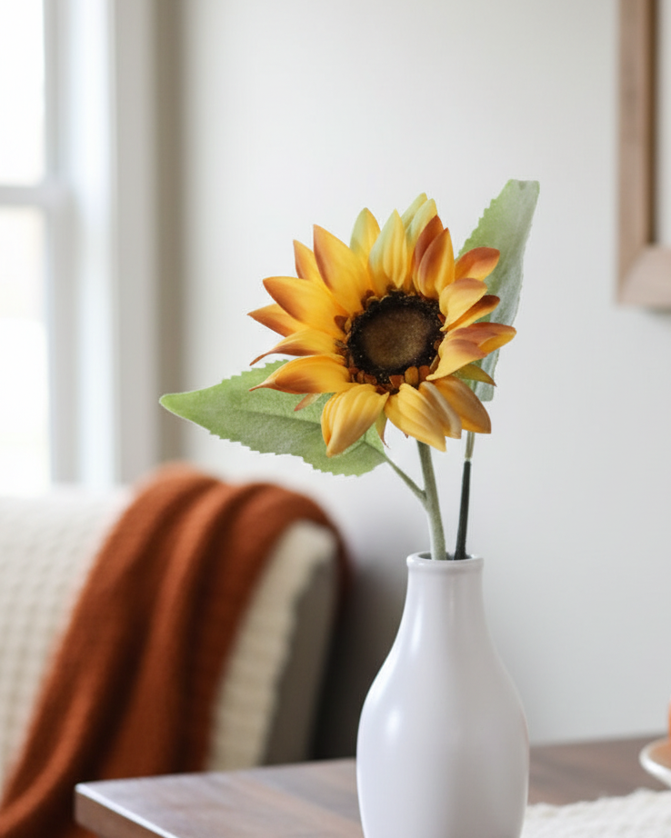 Yellow Sunflower Stem 18"