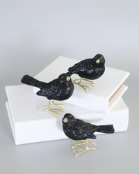 Glittered Black Resin Bird