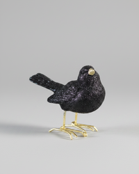 Glittered Black Resin Bird