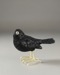 Glittered Black Resin Bird