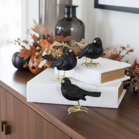 Glittered Black Resin Bird