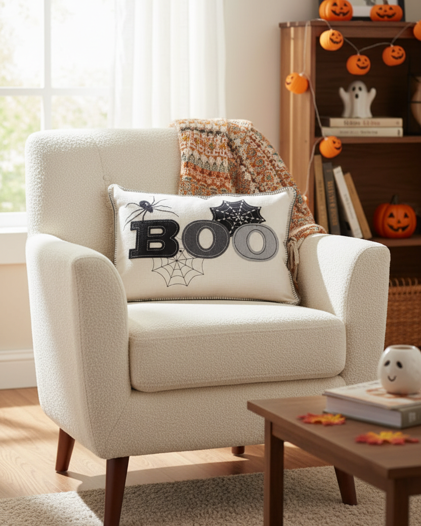 Embroidered BOO Pillow