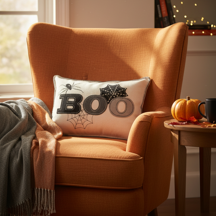 Embroidered BOO Pillow