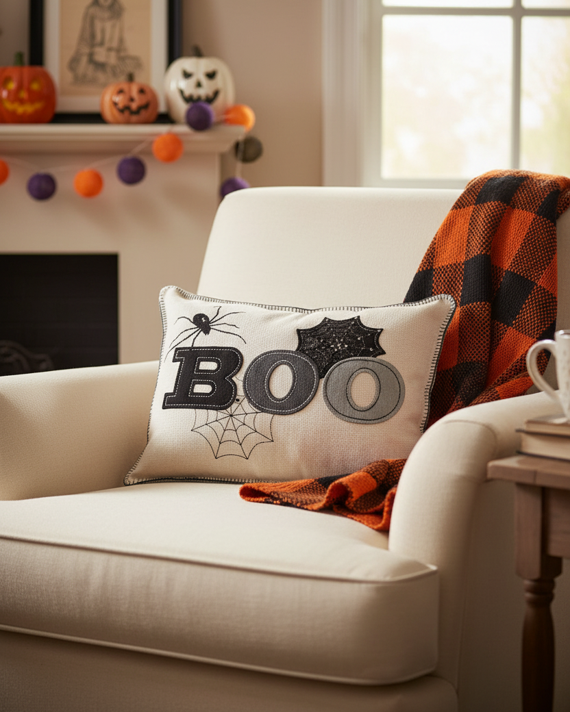 Embroidered BOO Pillow