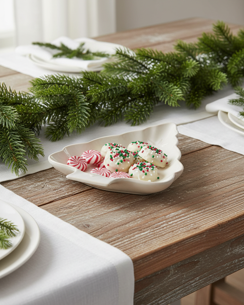 Soft Snowfall Tree Shaped Serving Dish
