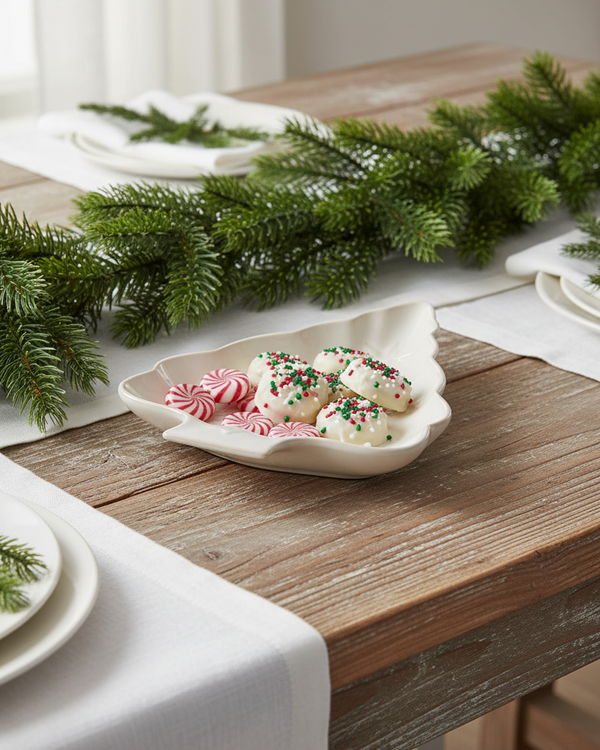 Soft Snowfall Tree Shaped Serving Dish
