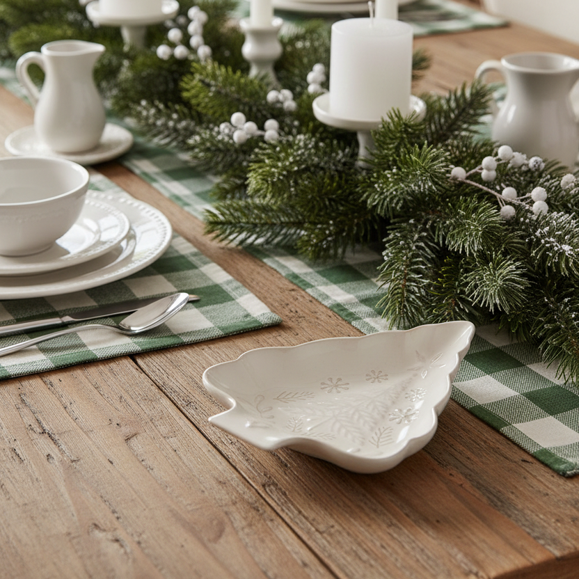 Soft Snowfall Tree Shaped Serving Dish