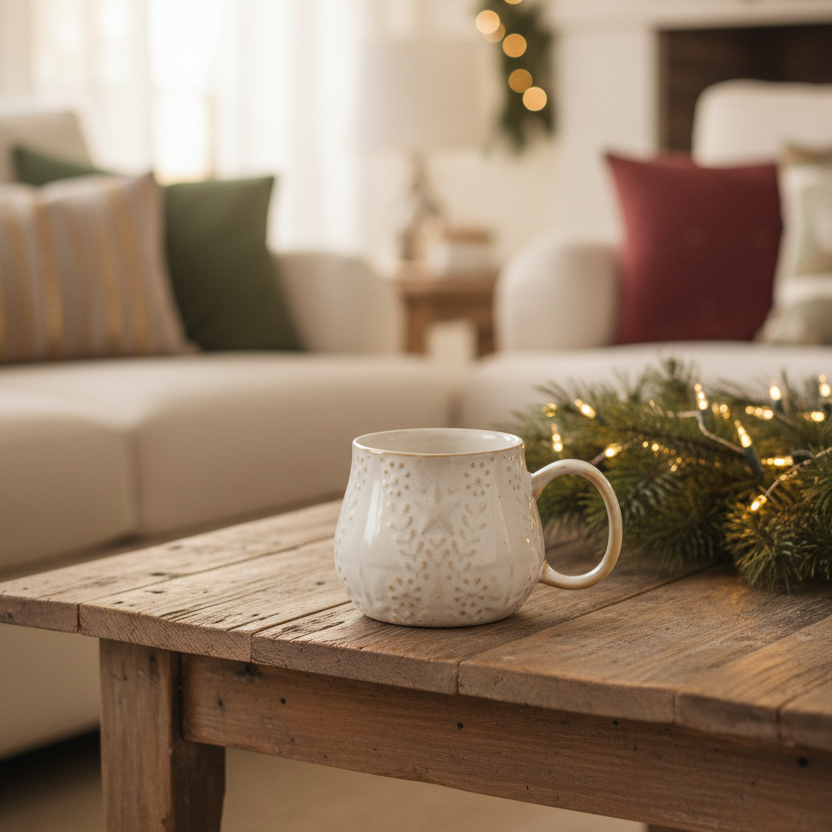 Soft Snowfall Stoneware Mug