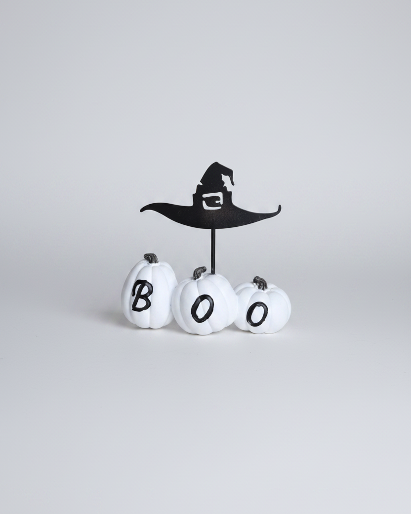White Resin BOO Pumpkins