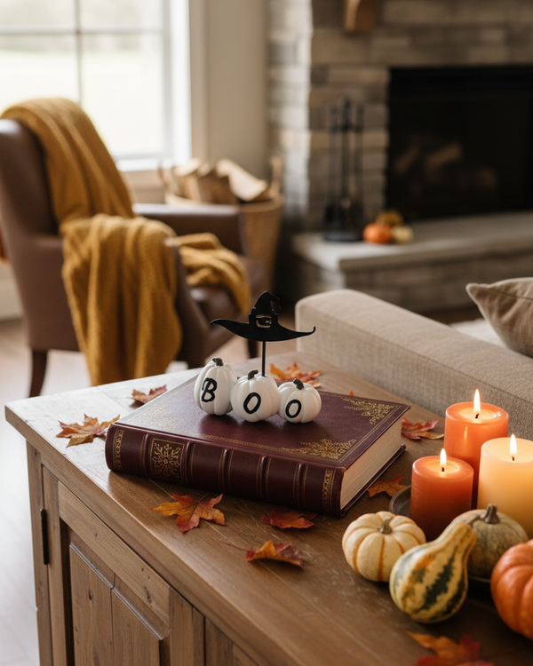 White Resin BOO Pumpkins