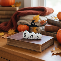 White Resin BOO Pumpkins