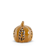Ceramic Cutout LED Brown Pumpkin Wheat Design