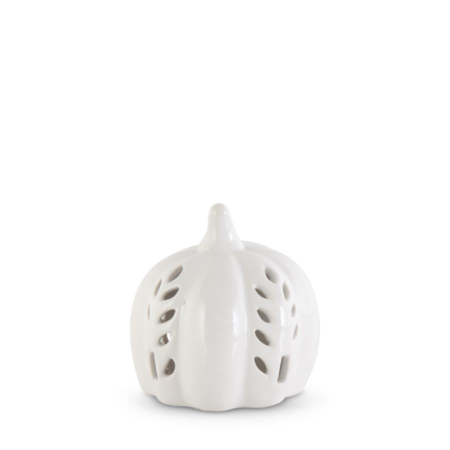 Ceramic Cutout LED White Pumpkin Wheat Design