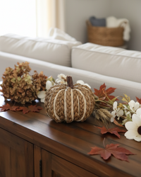 Brown Braided Corn Husk Pumpkin