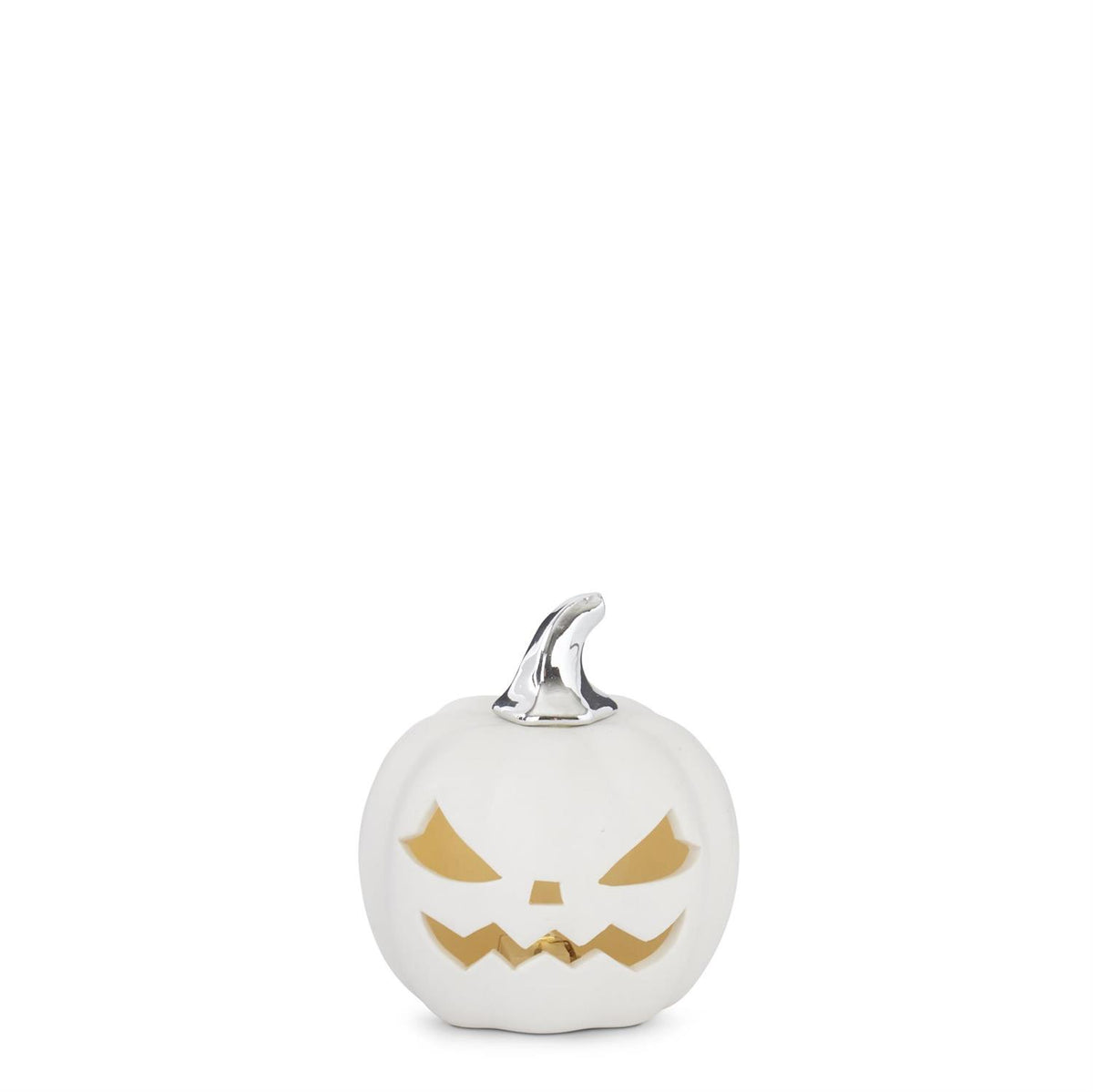 White Ceramic LED Jack O Lantern