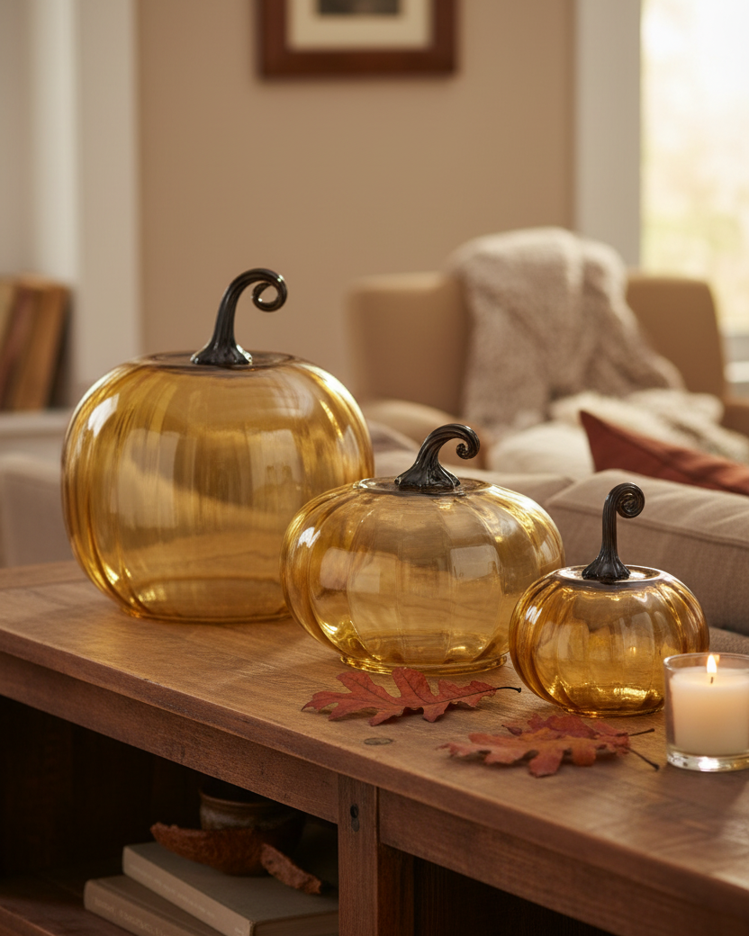 Amber Glass Pumpkin Cloche