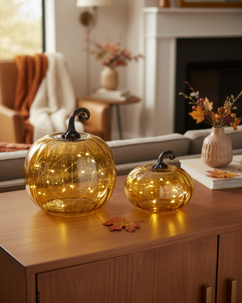 Amber Glass Pumpkin Cloche