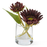 Sunflower in Vase With Faux Water Burgundy Real Touch