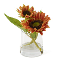 Sunflower in Vase With Faux Water Orange Real Touch