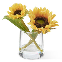 Sunflower in Vase With Faux Water Yellow Real Touch