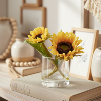 Sunflower in Vase With Faux Water Yellow Real Touch