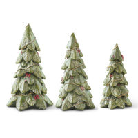Green Glitter Trees With Garland and Bows