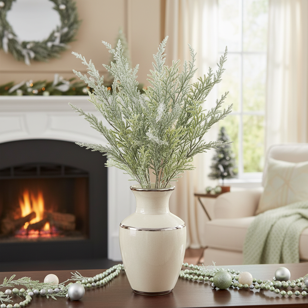 Flocked Cedar Bush 17.5"