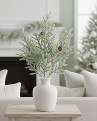 Snowy Juniper Stem With Mini Pinecones 25"