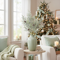 Snowy Juniper Stem With Mini Pinecones 25"