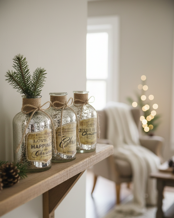 Mercury Glass Vintage Christmas Bottles