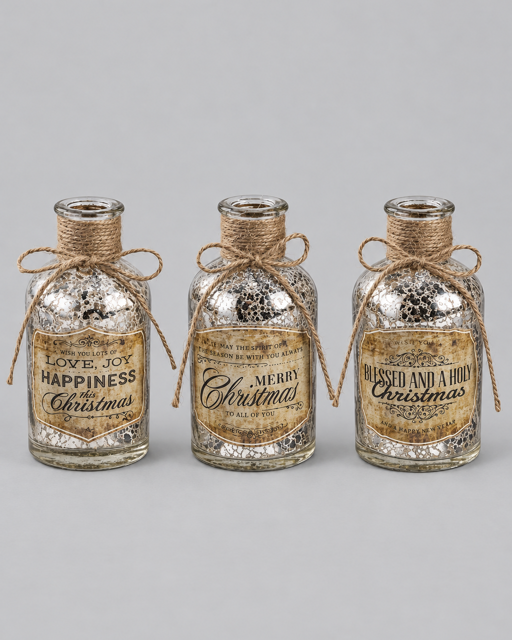 Mercury Glass Vintage Christmas Bottles