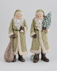 Glittered Resin Santa in Olive Green Coat