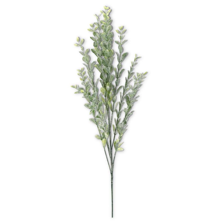 Glittered Green Laurel Leaf Stem 24"